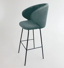 Барный стул МАТИС Besell Голубой / Черный / Дерево реальная фотография