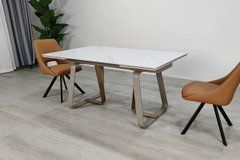 Стол BIANCO LUXE Intarsio Керамика 160(240)*90 белый мат/белый+золото реальная фотография