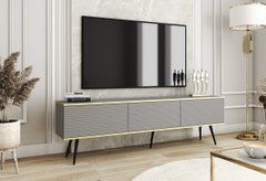 Тумба под телевизор Perfect Home Оро/Oro 3-дверная с черными ножками RTV175 MDF Серый реальная фотография