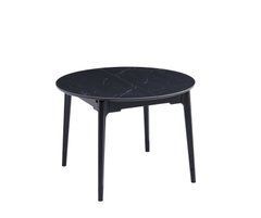 Стол Обеденный ASKOLD R CERAMIC Shks Black Matt Bjorn 105(135)х105 Черный Эффект Мрамора реальная фотография