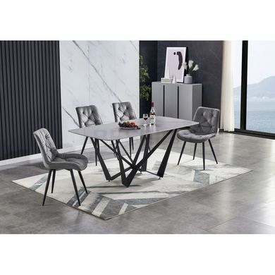 Стіл DALI CERAMIC Intarsio 180х90 Сірий Ефект Мармуру жива фотографія