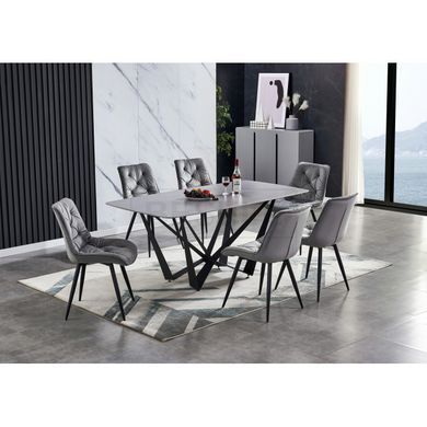 Стіл DALI CERAMIC Intarsio 180х90 Сірий Ефект Мармуру жива фотографія