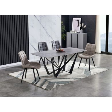 Стіл DALI CERAMIC Intarsio 180х90 Сірий Ефект Мармуру жива фотографія