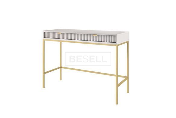 Стол туалетный Perfect Home Новая/Nova с 2 ящиками и золотыми ножками T104 Серый реальная фотография