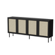Комод JUTA 200 4D 200x40 Cama Черный / Ротанг