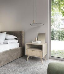 Тумба приліжкова Perfect Home Форест / Forest S54 з 1 шухлядою Беж пісочний/ялиця сканді жива фотографія