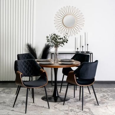 Стул DAKOTA Velvet Mebel Elite черный / ореховый реальная фотография