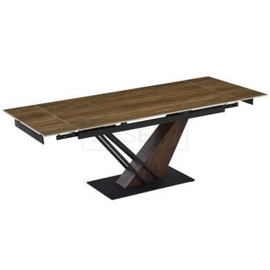 Стол раскладной MEBEL ELITE REX 160-220*90 см Темно-коричневый дуб/черный реальная фотография