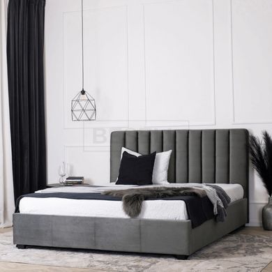 Кровать двуспальная бархатная 140x200 MEBEL ELITE MARI Velvet Серый реальная фотография