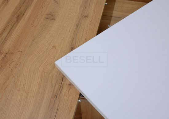 Раскладной стол TITAN D/B Intarsio 140(180)x80 Белая аляска РЕ / Дуб Тахо реальная фотография