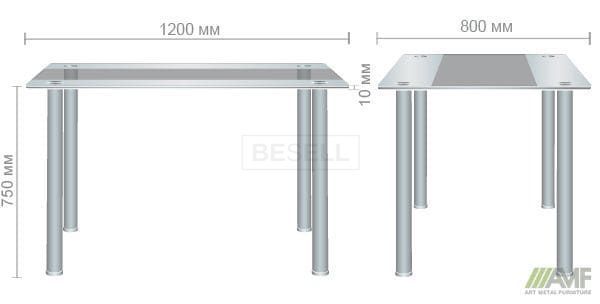 Cтол обеденный Аттика AMF 120X80 Прозрачный / Атрацит реальная фотография