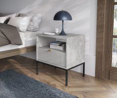 Тумба приліжкова Perfect Home Нова / Nova з 1 шухлядою і чорними ніжками S54 Сірий жива фотографія