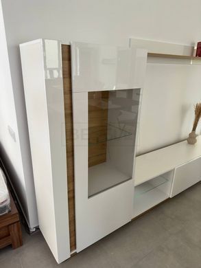 Стенка Perfect Home Арко / Arco B Белый глянец/дуб грандсон реальная фотография