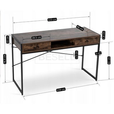 Письмовий стіл MEBEL ELITE STEP 123 см Дуб Рустик / Чорний жива фотографія