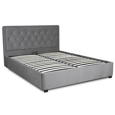 Кровать двуспальная бархатная MEBEL ELITE CROS Velvet 140x200 см Темно Серый реальная фотография