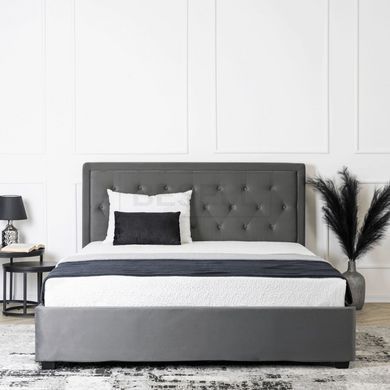 Кровать двуспальная бархатная MEBEL ELITE CROS Velvet 140x200 см Темно Серый реальная фотография