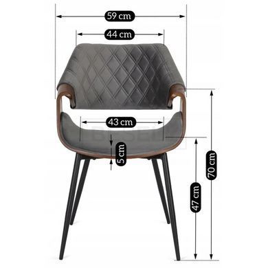 Стул DAKOTA Velvet Mebel Elite серый / ореховый реальная фотография