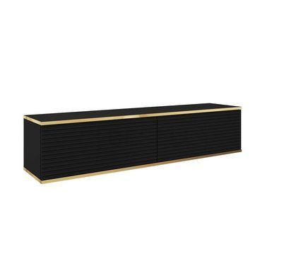 Тумба под телевизор навесная Perfect Home Оро/Oro 2-дверная RTV135 MDF Черный реальная фотография