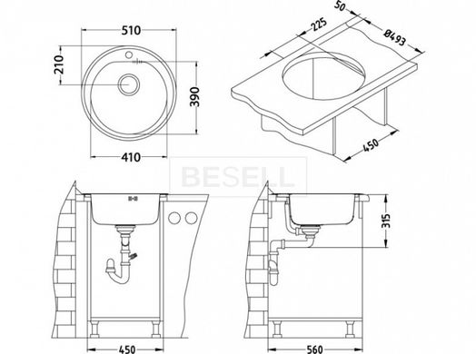 Кухонная мойка MK FORM 30  Alveus 51x51x18,5 Золото