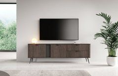 Тумба под ТВ Perfect Home Верис / Veris 2D2S/195 2-дверная с 2 ящиками Дуб дунин/черный реальная фотография