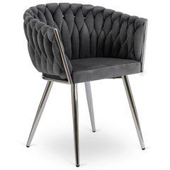 Стул бархатный MEBEL ELITE SORELLA Velvet Серый / хром реальная фотография