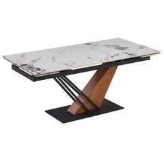 Стол раскладной  REX 2 Mebel Elite 180(240)х90 Белый мрамор/дуб реальная фотография