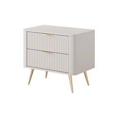 Тумба приліжкова Perfect Home Ланте / Lante з 2 шухлядами і золотими ніжками 2S Беж жива фотографія