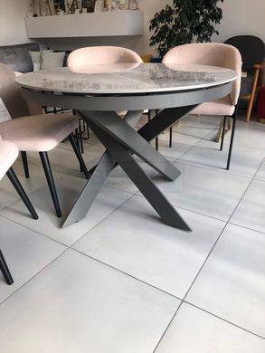 Стол раскладной MOON LIGHT GREY Concepto 110(140)x110 Керамика Глянец Светло-Серый реальная фотография