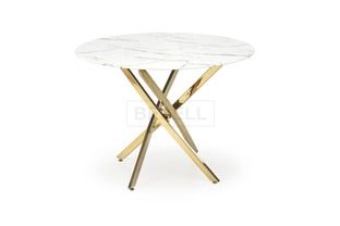 Стол обеденный RAYMOND-2 Halmar 100x100 Белый Мрамор / Золото реальная фотография