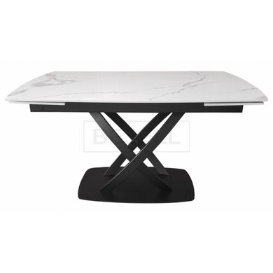 Стол раскладной INFINITY STATURARIO/BLACK  Concepto 140(200)х90см Керамика Глянець  Белый / Черный  реальная фотография