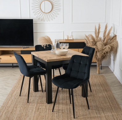 Стіл розкладний MEBEL ELITE MAX 80(160)х80 см дуб крафт / Чорний жива фотографія