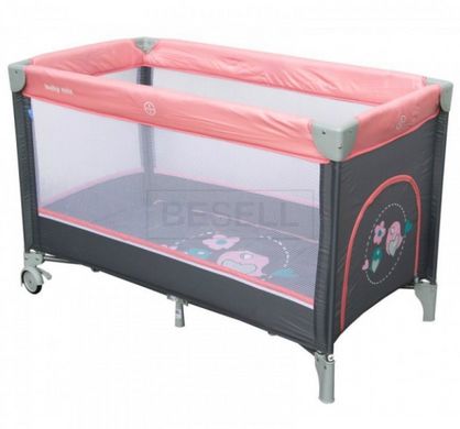 Манеж - ліжко Baby Mix Горобчики 8052-186, pink, рожевий жива фотографія