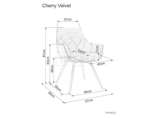 Крісло CHERRY Velvet Signal Синій жива фотографія