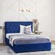 Кровать двуспальная бархатная MEBEL ELITE CROS Velvet 140x200 см Синий реальная фотография