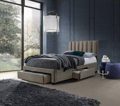 Кровать HALMAR GRACE 120 с ящиками бежевый бархат реальная фотография