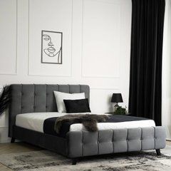 Ліжко двоспальне оксамитове MEBEL ELITE LINO Velvet 140x200 Сірий жива фотографія