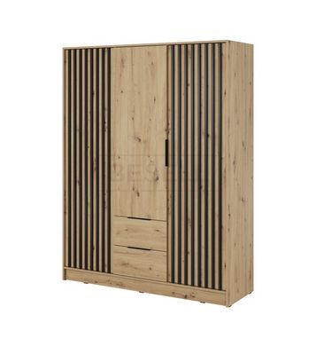 Шафа для одягу Perfect Home Неллі / Nelly 3D 3-дверна Дуб артизан/чорний жива фотографія