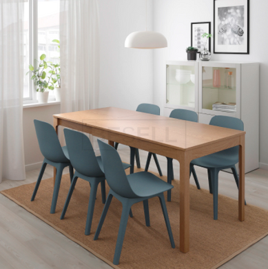 Столовий комплект EKEDALEN / ODGER IKEA Дуб / Блакитний жива фотографія