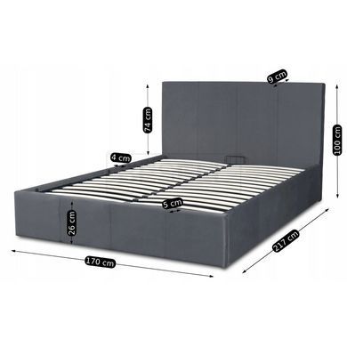 Кровать двуспальная бархатная MEBEL ELITE MELIA Velvet 160x200 Серый реальная фотография