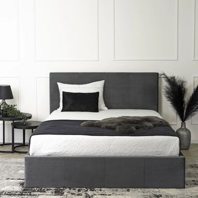 Кровать двуспальная бархатная MEBEL ELITE MELIA Velvet 160x200 Серый реальная фотография