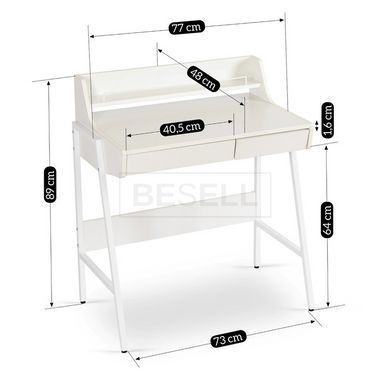 Письмовий стіл MEBEL ELITE PERI 77 см Білий жива фотографія