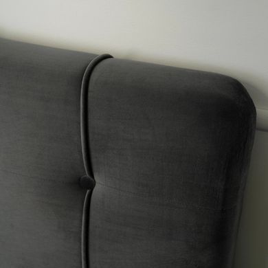 Ліжко двоспальне оксамитове MEBEL ELITE LINO Velvet 140x200 Сірий жива фотографія