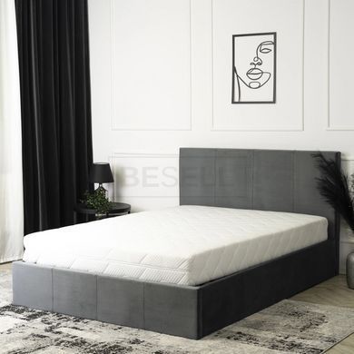 Кровать двуспальная бархатная MEBEL ELITE MELIA Velvet 160x200 Серый реальная фотография