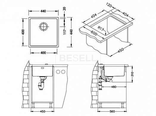 Кухонна мийка KOMBINO 30 Alveus 40x40x19,5 Полірована