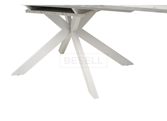 Стол раскладной TML-630 VETRO 160(200)x90 Белый Мрамор реальная фотография