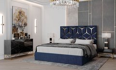 Ліжко КРІСТАЛ Prestol 180x200 Сіро-синій велюр жива фотографія