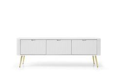 Тумба под телевизор Perfect Home Зова/Zova 3-дверная с золотыми ножками RTV168 Белый реальная фотография