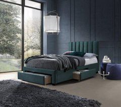 Кровать HALMAR GRACE 120 с ящиками, зеленый бархат реальная фотография