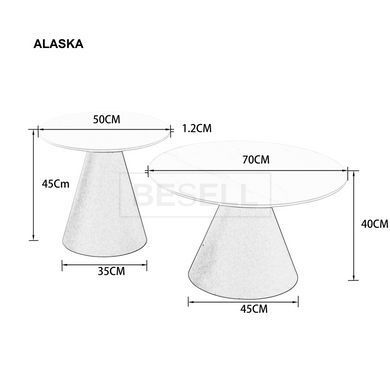 Комплект журнальных столиков ALASKA Intarsio 70x70 Серый Глянец Эффект Мрамора / Черный реальная фотография