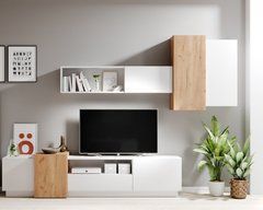 Стенка Perfect Home 3Д/3D Белый/дуб крафт золотой реальная фотография